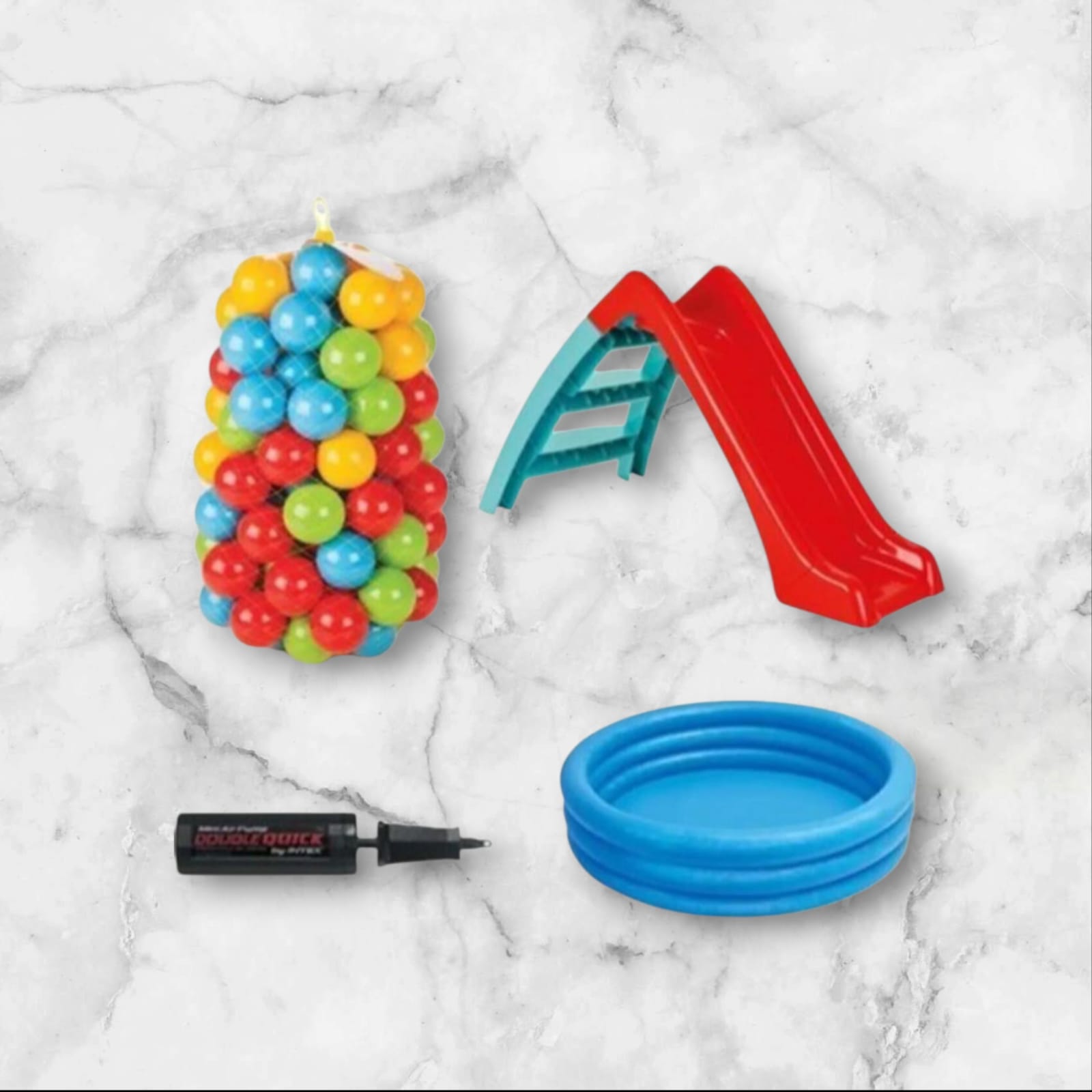 TOP HAVUZU +KAYDIRAK+ 100 ADET TOP +ŞİŞİRME APARATI